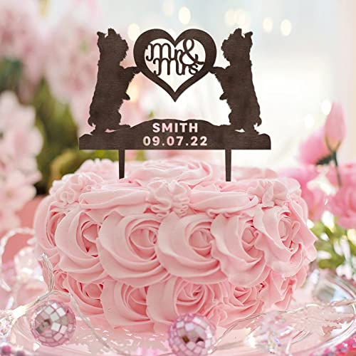 Mr & Mrs. Hochzeitstortenaufsatz, Silhouette, personalisierbar, Strand, Brautpaar, Kuchendekoration für Hochzeitstag, Party, Dekoration, Brautparty, Geschenke, Holz von CustonCares