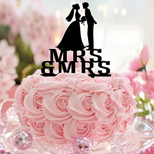 Mrs & Mrs Hochzeitstagsparty-Dekorationen, Retro-Stil, 2 Bräute, Hochzeitstortenaufsatz, Silhouette, LGBT, personalisierbar, Name, Hochzeit, Datum, Kuchendekoration, Lesbisches Paar, Geschenke, Acryl Mrs & Mrs Hochzeitstagsparty-Dekorationen, Retro-Stil, 2 Bräute, Hochzeitstortenaufsatz, Silhouette, LGBT, personalisierbar, Name, Hochzeit, Datum, Kuchendekoration, Lesbisches Paar, Geschenke, Acryl von CustonCares