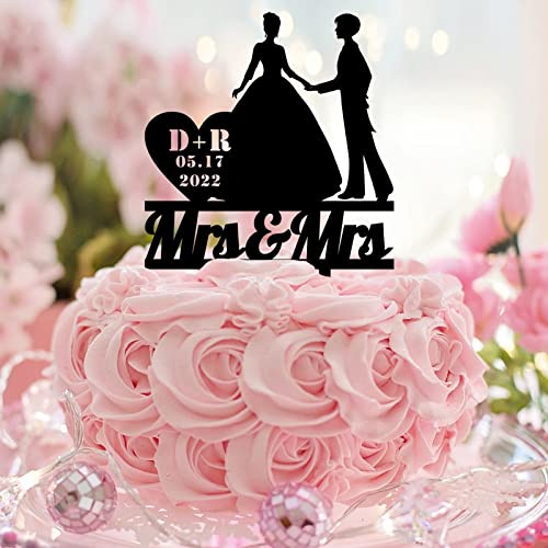 Mrs & Mrs Hochzeitstortenaufsatz, Acryl, schwarze Silhouette, rustikale Braut und Braut, Kuchendekoration, 2 Frauen, Hochzeitstortendekorationen, individueller Name, Hochzeit, Datum, Lesben, Hochzeit Mrs & Mrs Hochzeitstortenaufsatz, Acryl, schwarze Silhouette, rustikale Braut und Braut, Kuchendekoration, 2 Frauen, Hochzeitstortendekorationen, individueller Name, Hochzeit, Datum, Lesben, Hochzeit von CustonCares