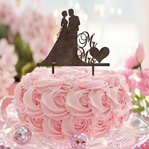 Romantische Tortenaufsätze "Mr and Mrs", rustikale Hochzeits- und Verlobungs-Silhouette, personalisierbar für Hochzeitstag, Party-Dekorationen, Verlobungsgeschenke für Paare, Holz von CustonCares