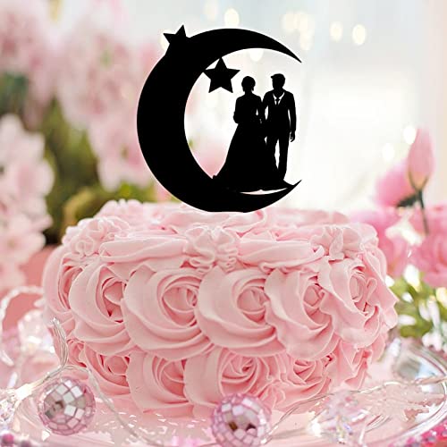 Romantische Tortenaufsätze "Mr & Mrs", Silhouette, Braut und Bräutigam, personalisiert, für Hochzeitstag, Partyzubehör, Verlobungsgeschenke für Paare, Acryl, Schwarz von CustonCares