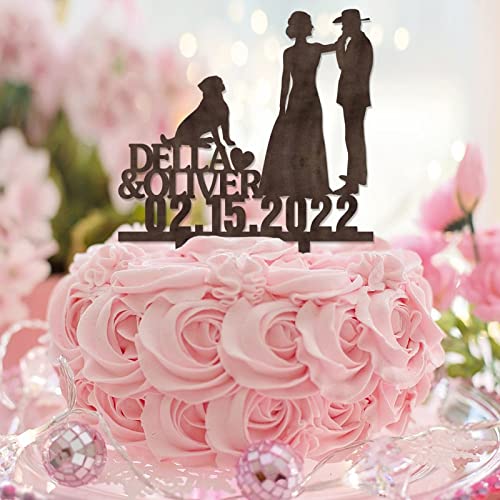 Rustikale Kuchendekoration für Hochzeit, Verlobung, personalisierbar, Name, Datum, Silhouette mit Hund, Katze, Landhaus, Braut, Bräutigam, für Brautparty, Junggesellinnenabschied, Verlobungsgeschenk Rustikale Kuchendekoration für Hochzeit, Verlobung, personalisierbar, Name, Datum, Silhouette mit Hund, Katze, Landhaus, Braut, Bräutigam, für Brautparty, Junggesellinnenabschied, Verlobungsgeschenk von CustonCares
