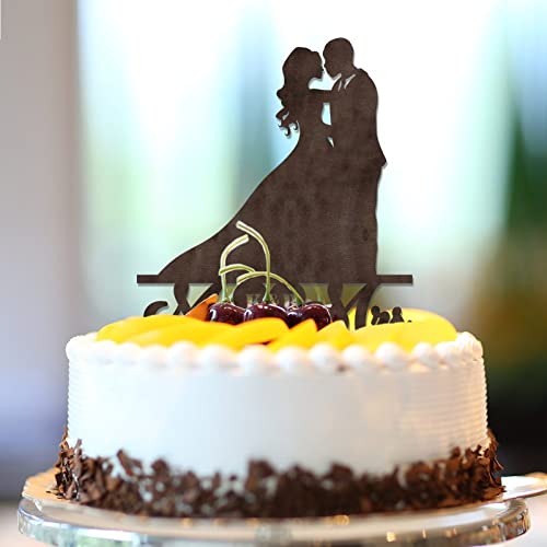 Rustikale Tortenaufsätze "Mr & Mrs", personalisieren Sie Namen, Datum, Silhouette, Braut und Bräutigam, Kuchendekoration für Brautparty, Junggesellinnenabschied, Verlobungsgeschenke für Paare, braunes von CustonCares