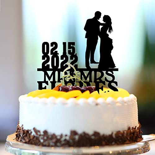 Tortenaufsätze aus Acryl, Motiv: "Mr and Mrs", personalisierbar, Familienname, Datum, Silhouette, romantisch, Brautpaar für Hochzeit, Jahrestag, Party, Gastgeschenk, Hochzeitsgeschenk für Paare Tortenaufsätze aus Acryl, Motiv: "Mr and Mrs", personalisierbar, Familienname, Datum, Silhouette, romantisch, Brautpaar für Hochzeit, Jahrestag, Party, Gastgeschenk, Hochzeitsgeschenk für Paare von CustonCares
