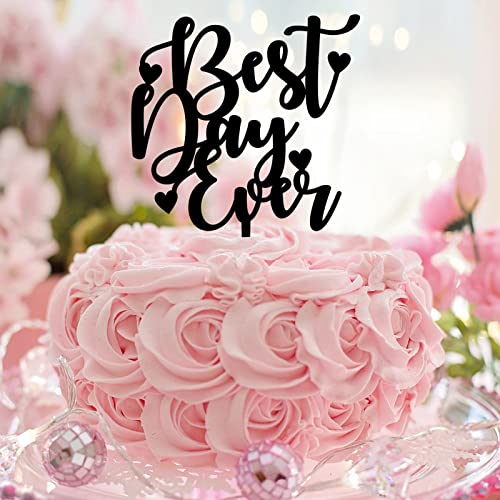Tortenaufsätze für Hochzeitstorten mit Aufschrift "Best Day Ever" "Mr and Mrs", Brautpaar personalisierbar für Verlobung, Brautpaare, Kuchendekorationen, Verlobungsgeschenke für Paare, Acryl, Schwarz Tortenaufsätze für Hochzeitstorten mit Aufschrift "Best Day Ever" "Mr and Mrs", Brautpaar personalisierbar für Verlobung, Brautpaare, Kuchendekorationen, Verlobungsgeschenke für Paare, Acryl, Schwarz von CustonCares