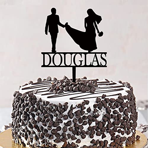 Tortenaufsatz, Brautpaar "Mr & Mrs", Silhouette, Retro, personalisierter Name für Hochzeit, Verlobung, Party, Dekoration, Verlobungsgeschenk für Paare, Acryl, Schwarz Tortenaufsatz, Brautpaar "Mr & Mrs", Silhouette, Retro, personalisierter Name für Hochzeit, Verlobung, Party, Dekoration, Verlobungsgeschenk für Paare, Acryl, Schwarz von CustonCares