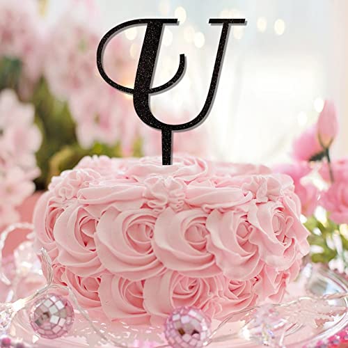 Tortenaufsatz, Buchstabe U, Monogramm, Initialname für Hochzeit, Verlobung, Kuchendekoration, Kranz, Blumenromantik, wiederverwendbar, Geburtstagsgeschenke für Kinder, Glitzer, Schwarz, Auswahl des Tortenaufsatz, Buchstabe U, Monogramm, Initialname für Hochzeit, Verlobung, Kuchendekoration, Kranz, Blumenromantik, wiederverwendbar, Geburtstagsgeschenke für Kinder, Glitzer, Schwarz, Auswahl des von CustonCares