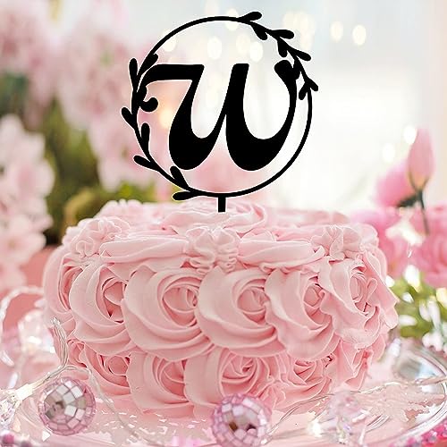 Tortenaufsatz, Buchstabe W, Alphabet, Name A-Z, Geburtstag, Cupcake-Topper, Blumen, Eukalyptusblätter, Acryl, schwarz, Jubiläum, Gebäck, Dekorationen, niedliche Geschenke für Kinder und Erwachsene Tortenaufsatz, Buchstabe W, Alphabet, Name A-Z, Geburtstag, Cupcake-Topper, Blumen, Eukalyptusblätter, Acryl, schwarz, Jubiläum, Gebäck, Dekorationen, niedliche Geschenke für Kinder und Erwachsene von CustonCares