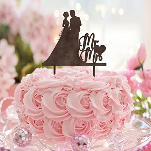 Tortenaufsatz, Retro-Stil, "Mr & Mrs", Silhouette, Brautpaar und Brautpaar, Kuchendekoration, personalisierbar, für Hochzeitstag, Hochzeitsdekoration, Brautparty, Geschenke, Holz Tortenaufsatz, Retro-Stil, "Mr & Mrs", Silhouette, Brautpaar und Brautpaar, Kuchendekoration, personalisierbar, für Hochzeitstag, Hochzeitsdekoration, Brautparty, Geschenke, Holz von CustonCares