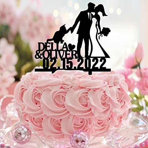 Tortenaufsatz "Mr and Mrs", Acryl, schwarz, mit Hund, Katze, Braut und Bräutigam, personalisierbar, Paarnamen, Hochzeit, Est Datum, für Verlobung, zukünftige Braut, Partygeschenke, Hochzeitsgeschenke Tortenaufsatz "Mr and Mrs", Acryl, schwarz, mit Hund, Katze, Braut und Bräutigam, personalisierbar, Paarnamen, Hochzeit, Est Datum, für Verlobung, zukünftige Braut, Partygeschenke, Hochzeitsgeschenke von CustonCares