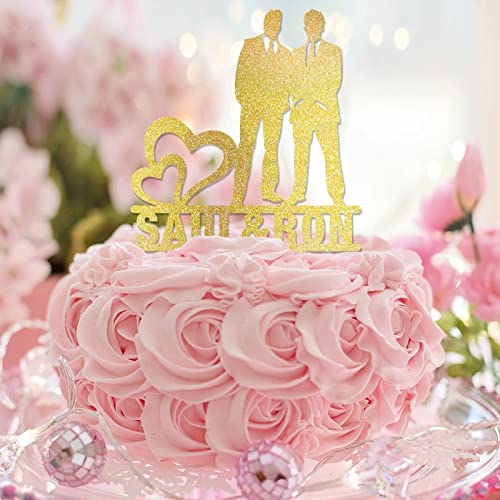 Tortenaufsatz "Mr & Mr", glitzernd, goldfarben, Strand, Bräutigam und Bräutigam, Hochzeitstortenaufsatz, Silhouette, homosexuelle Hochzeit, Party, Zubehör, personalisierbar, Familiennamen, Datum Tortenaufsatz "Mr & Mr", glitzernd, goldfarben, Strand, Bräutigam und Bräutigam, Hochzeitstortenaufsatz, Silhouette, homosexuelle Hochzeit, Party, Zubehör, personalisierbar, Familiennamen, Datum von CustonCares