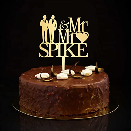 Tortenaufsatz "Mr & Mr", goldfarben, Silhouette, Gay Two Men, Retro, Hochzeitstortenaufsatz, Gay, LGBT, Hochzeitsfeier, Zubehör, individuelles Geschenk für Männer, 15,2 cm Tortenaufsatz "Mr & Mr", goldfarben, Silhouette, Gay Two Men, Retro, Hochzeitstortenaufsatz, Gay, LGBT, Hochzeitsfeier, Zubehör, individuelles Geschenk für Männer, 15,2 cm von CustonCares