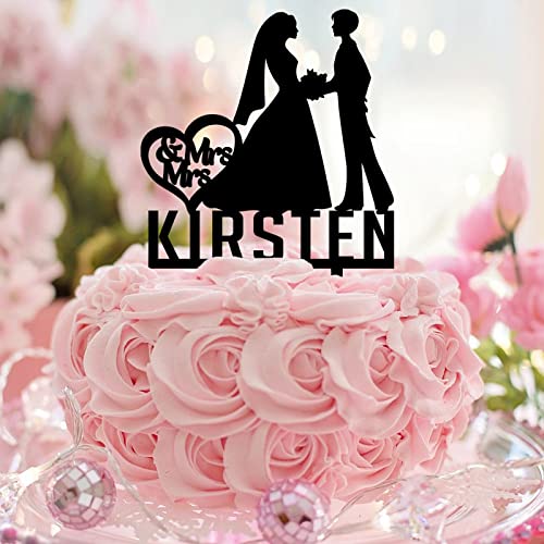 Tortenaufsatz "Mrs & Mrs", Acryl, schwarze Braut- und Braut-Silhouette, LGBT, Hochzeitsparty-Zubehör, personalisierter Familienname, Datum, Lesben, Hochzeit, Verlobung, Geschenke Tortenaufsatz "Mrs & Mrs", Acryl, schwarze Braut- und Braut-Silhouette, LGBT, Hochzeitsparty-Zubehör, personalisierter Familienname, Datum, Lesben, Hochzeit, Verlobung, Geschenke von CustonCares