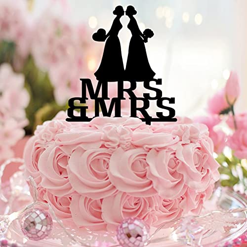 Tortenaufsatz aus Acryl, Motiv: "Mrs and Mrs", Silhouette, 2 Bräute, Romantik, Hochzeitstortenaufsatz, 2 Frauen, Hochzeit, Verlobung, Party, Dekoration, individueller Familienname, Datum, Lesben Tortenaufsatz aus Acryl, Motiv: "Mrs and Mrs", Silhouette, 2 Bräute, Romantik, Hochzeitstortenaufsatz, 2 Frauen, Hochzeit, Verlobung, Party, Dekoration, individueller Familienname, Datum, Lesben von CustonCares