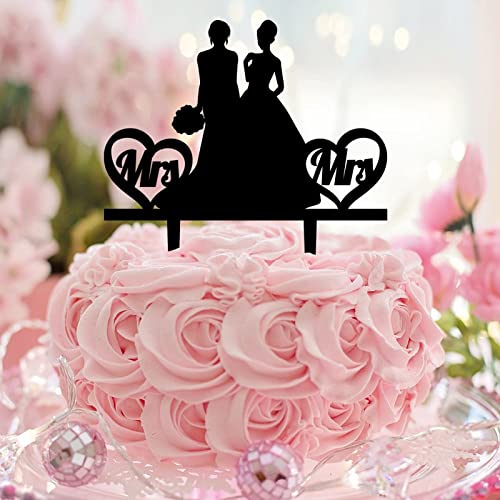 Tortenaufsatz für Bräute, personalisierbar, Name, Hochzeit, Datum, Silhouette, Braut und Braut, LGBTQ, Hochzeitstortendekoration, Lesbisches Paar, Geschenke, Acryl, Schwarz Tortenaufsatz für Bräute, personalisierbar, Name, Hochzeit, Datum, Silhouette, Braut und Braut, LGBTQ, Hochzeitstortendekoration, Lesbisches Paar, Geschenke, Acryl, Schwarz von CustonCares