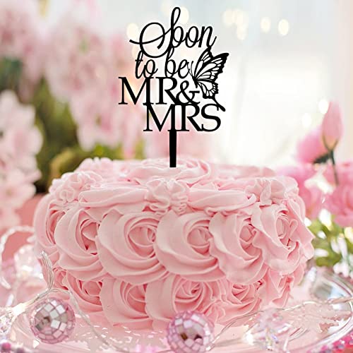 Tortenaufsatz für Braut und Bräutigam, "Mr and Mrs", elegant, personalisierbar, für Hochzeitstag, Party-Dekorationen, Verlobungsgeschenke, für Paare, Acryl, Schwarz von CustonCares