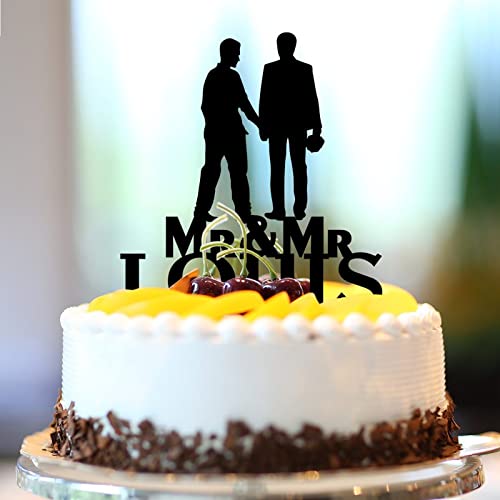 Tortenaufsatz für Gay-Hochzeit, Acryl, schwarz, zwei Trauzeugen, Schwul und sein Land, Kuchendekoration, Silhouette, Hochzeit, Party, Zubehör, personalisierbar, Namen, Datum, schwules Paar, Geschenke Tortenaufsatz für Gay-Hochzeit, Acryl, schwarz, zwei Trauzeugen, Schwul und sein Land, Kuchendekoration, Silhouette, Hochzeit, Party, Zubehör, personalisierbar, Namen, Datum, schwules Paar, Geschenke von CustonCares