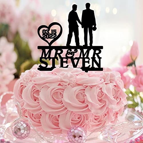 Tortenaufsatz für Schwule Hochzeit, Acryl, schwarz, LGBT, zwei Bräutigam, Strand, Hochzeit, Party, Gastgeschenke, personalisierter Name, Hochzeit, Datum, schwules Paar Geschenke Tortenaufsatz für Schwule Hochzeit, Acryl, schwarz, LGBT, zwei Bräutigam, Strand, Hochzeit, Party, Gastgeschenke, personalisierter Name, Hochzeit, Datum, schwules Paar Geschenke von CustonCares