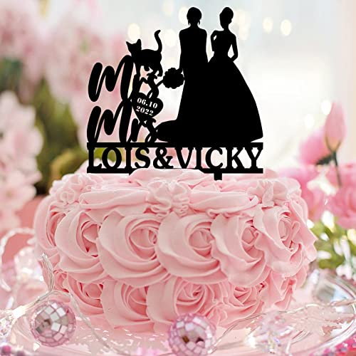 Tortenaufsatz für lesbische Hochzeit, Acryl, schwarz, mit Hund, Katze, Silhouette, rustikal, zwei Bräute, LGBTQ, Hochzeitstag, Party-Dekoration, personalisierter Name, Datum, Lesbisches Paar Geschenke Tortenaufsatz für lesbische Hochzeit, Acryl, schwarz, mit Hund, Katze, Silhouette, rustikal, zwei Bräute, LGBTQ, Hochzeitstag, Party-Dekoration, personalisierter Name, Datum, Lesbisches Paar Geschenke von CustonCares