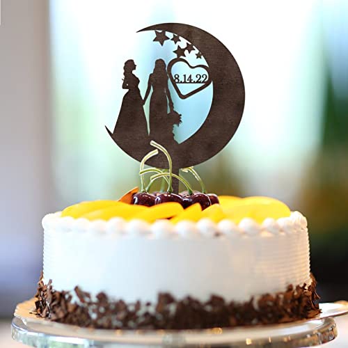 Tortenaufsatz für lesbische Hochzeit, Mond, Sterne, personalisierbar, Retro, lesbische Braut und Braut, Kuchendekoration, Silhouette, zwei Frauen, Hochzeit, Verlobung, Party, Dekoration, lesbisches Tortenaufsatz für lesbische Hochzeit, Mond, Sterne, personalisierbar, Retro, lesbische Braut und Braut, Kuchendekoration, Silhouette, zwei Frauen, Hochzeit, Verlobung, Party, Dekoration, lesbisches von CustonCares