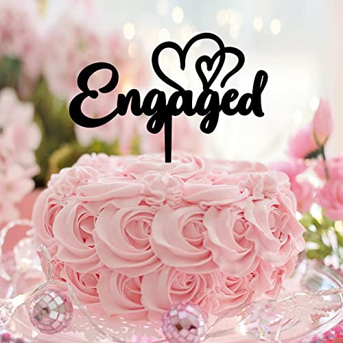 Tortenaufsatz mit Aufschrift "Engaged Beach", "Mr & Mrs", Acryl, schwarz, Brautpaar für Verlobungen, Hochzeitsgeschenke für Paare von CustonCares