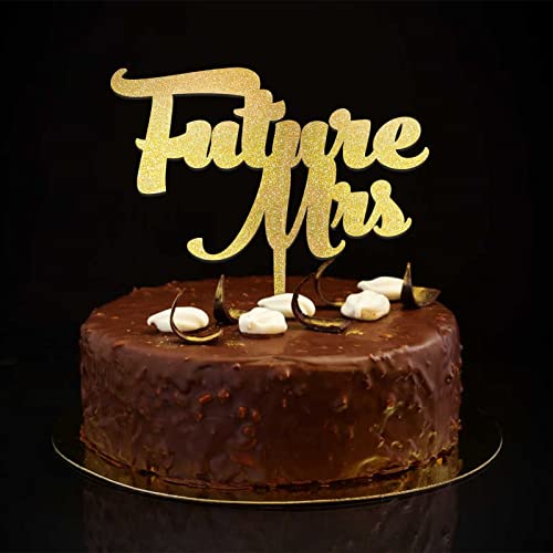 Tortenaufsatz mit Aufschrift "Future Mrs" und "Mrs", glitzernd, goldfarben, für Hochzeit, Verlobung, Brautpaar, Tortenaufsatz für Verlobungen, Junggesellinnenabschiede Tortenaufsatz mit Aufschrift "Future Mrs" und "Mrs", glitzernd, goldfarben, für Hochzeit, Verlobung, Brautpaar, Tortenaufsatz für Verlobungen, Junggesellinnenabschiede von CustonCares
