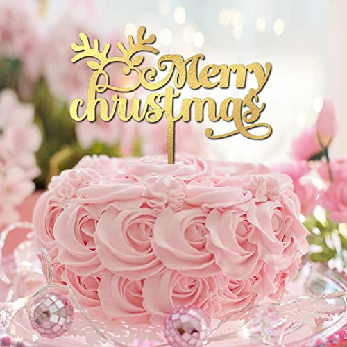 Tortenaufsatz mit Aufschrift "Merry Christmas Happy Birthday", Weihnachtsmütze, Rentier, Cupcake-Topper für Party, Jubiläum, Kuchendekoration, lustig, personalisierbar, Winterfest, Holz, goldfarben Tortenaufsatz mit Aufschrift "Merry Christmas Happy Birthday", Weihnachtsmütze, Rentier, Cupcake-Topper für Party, Jubiläum, Kuchendekoration, lustig, personalisierbar, Winterfest, Holz, goldfarben von CustonCares