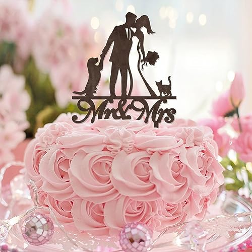 Tortenaufsatz mit Aufschrift "Mr and Mrs", für Brautpaar, Brautparty, Geburtstag, Cupcake-Topper für Verlobung, Geburtstag, Kuchenzubehör, Landdekoration, personalisierbar, für Braut, Bräutigam, Hund, Tortenaufsatz mit Aufschrift "Mr and Mrs", für Brautpaar, Brautparty, Geburtstag, Cupcake-Topper für Verlobung, Geburtstag, Kuchenzubehör, Landdekoration, personalisierbar, für Braut, Bräutigam, Hund, von CustonCares