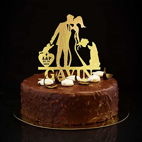 Tortenaufsatz mit Aufschrift "Mr and Mrs", rustikaler Hochzeits- und Verlobungsring, personalisierbar, mit Hund, Katze, eleganter Braut- und Bräutigam-Topper für Hochzeitstag, Hochzeitsdekoration Tortenaufsatz mit Aufschrift "Mr and Mrs", rustikaler Hochzeits- und Verlobungsring, personalisierbar, mit Hund, Katze, eleganter Braut- und Bräutigam-Topper für Hochzeitstag, Hochzeitsdekoration von CustonCares