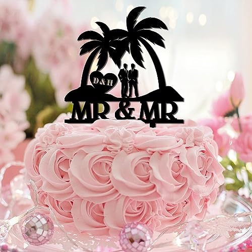 Tortenaufsatz mit Aufschrift "Mr & Mr", tropisches Paar, Hochzeitsgeschenk für schwule Paare, Männer, Geburtstag, Cupcake-Topper, männliches Paar, LGBTQ+, Acryl, schwarz, Party, Geburtstag, Tortenaufsatz mit Aufschrift "Mr & Mr", tropisches Paar, Hochzeitsgeschenk für schwule Paare, Männer, Geburtstag, Cupcake-Topper, männliches Paar, LGBTQ+, Acryl, schwarz, Party, Geburtstag, von CustonCares