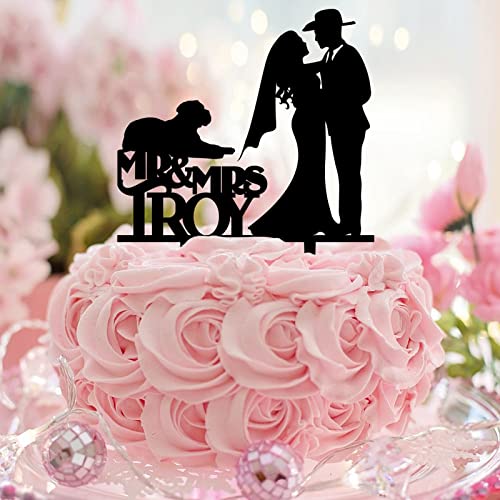 Tortenaufsatz mit Aufschrift "Mr & Mrs", Acryl, Schwarz mit Hund, Katze, Braut und Bräutigam, Tortenaufsatz, individueller Name, Hochzeit, Datum, für Hochzeit, Brautparty, Partyzubehör Tortenaufsatz mit Aufschrift "Mr & Mrs", Acryl, Schwarz mit Hund, Katze, Braut und Bräutigam, Tortenaufsatz, individueller Name, Hochzeit, Datum, für Hochzeit, Brautparty, Partyzubehör von CustonCares