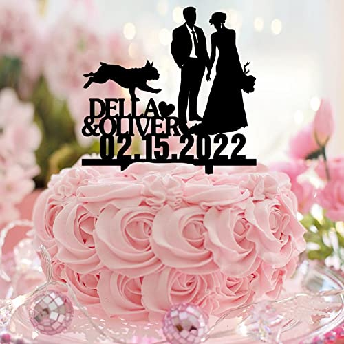 Tortenaufsatz mit Aufschrift "Mr & Mrs", mit Hund, Katze, Silhouette, individuelles Nachname, Datum, Land, Braut und Bräutigam, Kuchendekoration für Hochzeit, Verlobung, Hochzeit, Dekoration, Tortenaufsatz mit Aufschrift "Mr & Mrs", mit Hund, Katze, Silhouette, individuelles Nachname, Datum, Land, Braut und Bräutigam, Kuchendekoration für Hochzeit, Verlobung, Hochzeit, Dekoration, von CustonCares