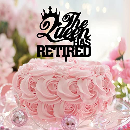 Tortenaufsatz mit Aufschrift "The Queen Has Retired", Acryl, schwarz, zum Hochzeitstag, elegante Tortenaufsätze für Braut und Bräutigam, für Verlobung, Verlobung, Geschenke für Paare Tortenaufsatz mit Aufschrift "The Queen Has Retired", Acryl, schwarz, zum Hochzeitstag, elegante Tortenaufsätze für Braut und Bräutigam, für Verlobung, Verlobung, Geschenke für Paare von CustonCares