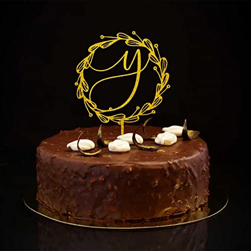 Tortenaufsatz mit Initiale Y, Monogramm, Name, Blumenkranz, rustikal, für Hochzeitstag, Party-Dekoration, wiederverwendbar, personalisierbar, 26 Buchstaben, Hochzeitsgeschenk, Glitzer, Gold Tortenaufsatz mit Initiale Y, Monogramm, Name, Blumenkranz, rustikal, für Hochzeitstag, Party-Dekoration, wiederverwendbar, personalisierbar, 26 Buchstaben, Hochzeitsgeschenk, Glitzer, Gold von CustonCares
