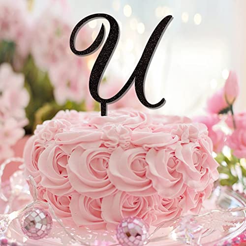 Tortenaufsatz mit Initialen-U-Buchstabe, Monogramm, Glitzer, schwarz, für Hochzeit, Brautparty, Party, Gastgeschenke, lustige, wiederverwendbare Zweige, Blätter, Buchstaben-Design, Farbe Tortenaufsatz mit Initialen-U-Buchstabe, Monogramm, Glitzer, schwarz, für Hochzeit, Brautparty, Party, Gastgeschenke, lustige, wiederverwendbare Zweige, Blätter, Buchstaben-Design, Farbe von CustonCares