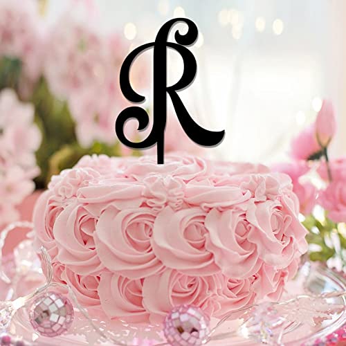 Tortenaufsatz mit Monogramm R, Initiale, einzelner Buchstabe, Acryl, schwarz, für Hochzeit, Verlobung, Dekorationen, romantisch, Lorbeerkranz, personalisierbar, für jede Initiale, Brautparty Tortenaufsatz mit Monogramm R, Initiale, einzelner Buchstabe, Acryl, schwarz, für Hochzeit, Verlobung, Dekorationen, romantisch, Lorbeerkranz, personalisierbar, für jede Initiale, Brautparty von CustonCares