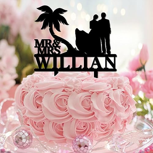 Tortenaufsatz mit Strandmotiv "Mr & Mrs", Brautpaar mit Liebesmotiv, für Hochzeit, Geburtstag, Backen, Dessert, Dekoration, lustig, elegant, romantisch, Nachname, Junggesellinnenabschied, Acryl Tortenaufsatz mit Strandmotiv "Mr & Mrs", Brautpaar mit Liebesmotiv, für Hochzeit, Geburtstag, Backen, Dessert, Dekoration, lustig, elegant, romantisch, Nachname, Junggesellinnenabschied, Acryl von CustonCares