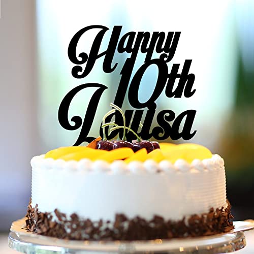 Tortenaufsatz zum 10. Geburtstag, Acryl, schwarz, "Happy 10th Birthday", Party-Dekoration, personalisierter Name, jedes Alter, 10. Jahrestag, Geburtstagsgeschenke für Kinder, Jungen, Mädchen Tortenaufsatz zum 10. Geburtstag, Acryl, schwarz, "Happy 10th Birthday", Party-Dekoration, personalisierter Name, jedes Alter, 10. Jahrestag, Geburtstagsgeschenke für Kinder, Jungen, Mädchen von CustonCares
