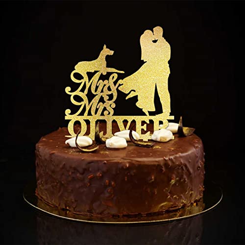 Tortenaufsatz zum Hochzeitstag, glitzernde Gold-Silhouette mit Hund und Katze, individueller Familienname, Est Date, elegante Braut- und Bräutigam-Topper für Hochzeit, Jahrestag, Party, Gastgeschenk, Tortenaufsatz zum Hochzeitstag, glitzernde Gold-Silhouette mit Hund und Katze, individueller Familienname, Est Date, elegante Braut- und Bräutigam-Topper für Hochzeit, Jahrestag, Party, Gastgeschenk, von CustonCares