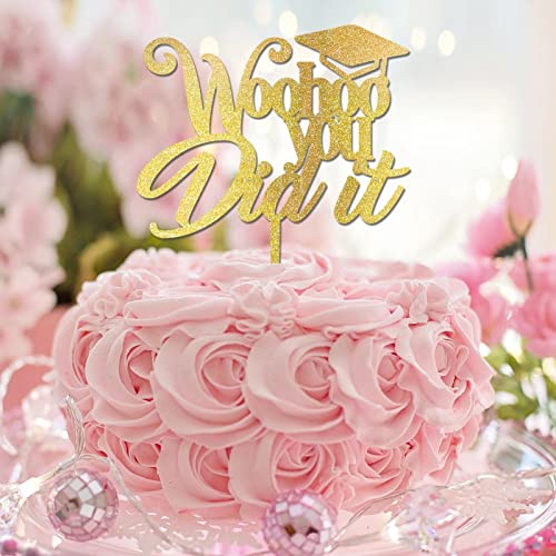 Woohoo Tortenaufsatz mit Aufschrift "You Did It Grad", glitzernd, goldfarben, für Glückwünsche, Dekorationen, Kuchendekoration, Abschlussfeier, Geschenk für Sie und Ihn Woohoo Tortenaufsatz mit Aufschrift "You Did It Grad", glitzernd, goldfarben, für Glückwünsche, Dekorationen, Kuchendekoration, Abschlussfeier, Geschenk für Sie und Ihn von CustonCares