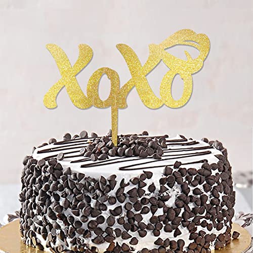 XOXO Tortenaufsatz, "Mr & Mrs", Silhouette, Motiv: "Mr & Mrs", Retro, personalisierbar, für Hochzeitstag, Partyzubehör, Verlobungsgeschenke für Paare, Glitzer, Gold von CustonCares