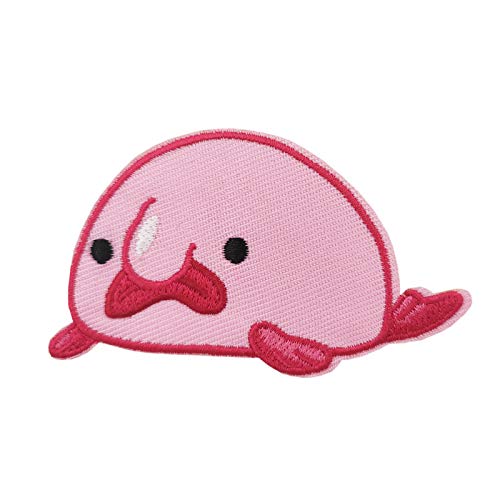 7,6 cm Blobfish bestickter Aufnäher zum Aufbügeln oder Aufnähen, niedlicher Aufnäher, lustiger Meme, Pink von Cute-Patch