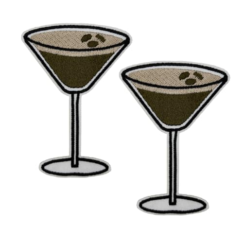 7,6 cm Espresso Martini bestickter Aufnäher zum Aufbügeln für Baseballmützen, T-Shirts, Hoodies, Rucksäcke von Cute-Patch