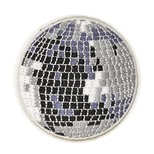 Aufnäher / Bügelbild, Motiv: Disco-Licht, Spiegel-Tanzball, bestickt von Cute-Patch