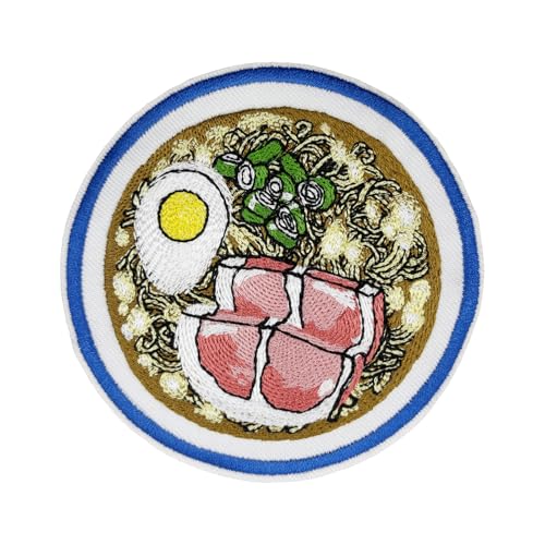 Aufnäher zum Aufbügeln, Motiv: japanische Nudeln, Ramen, bestickt, für Baseballmützen, T-Shirts, Hoodies, Rucksäcke, 8,9 cm von Cute-Patch