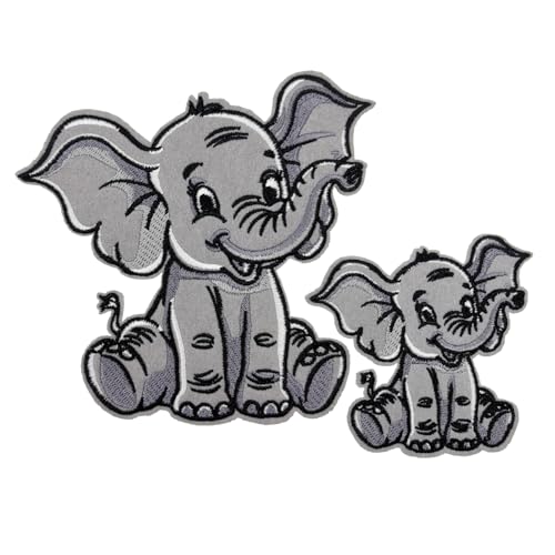Aufnäher zum Aufbügeln mit Elefantenmotiv, 7,6 cm und 12,7 cm, bestickt, für Baseballmützen, T-Shirts, Rucksäcke von Cute-Patch