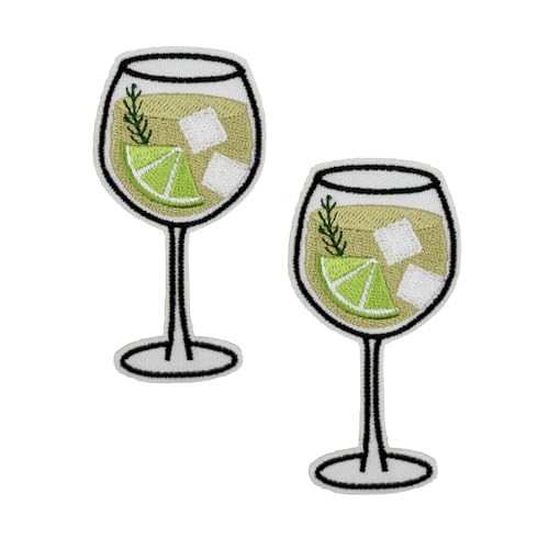 Bestickter Aufnäher zum Aufbügeln, Motiv: Gin & Tonic, für Baseballmützen, T-Shirts, Hoodies, Rucksäcke, 7,6 cm von Cute-Patch