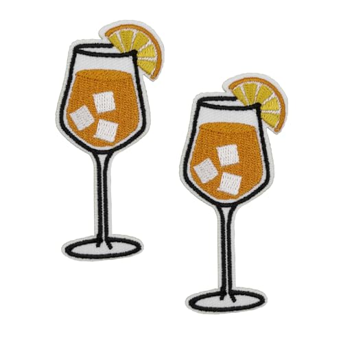 Bestickter Cocktail-Aufnäher zum Aufbügeln, 7,6 cm, für Baseballmützen, T-Shirts, Hoodies, Rucksäcke von Cute-Patch