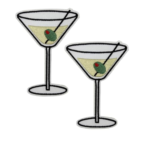 Bestickter Martini-Aufnäher zum Aufbügeln für Baseballmützen, T-Shirts, Hoodies, Rucksäcke, 7,6 cm von Cute-Patch
