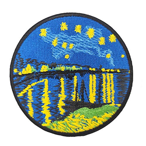Cute-Patch Aufnäher / Aufbügler mit Sternennacht über dem Rhone, bestickt, Motiv Van Gogh, 8,9 cm von Cute-Patch